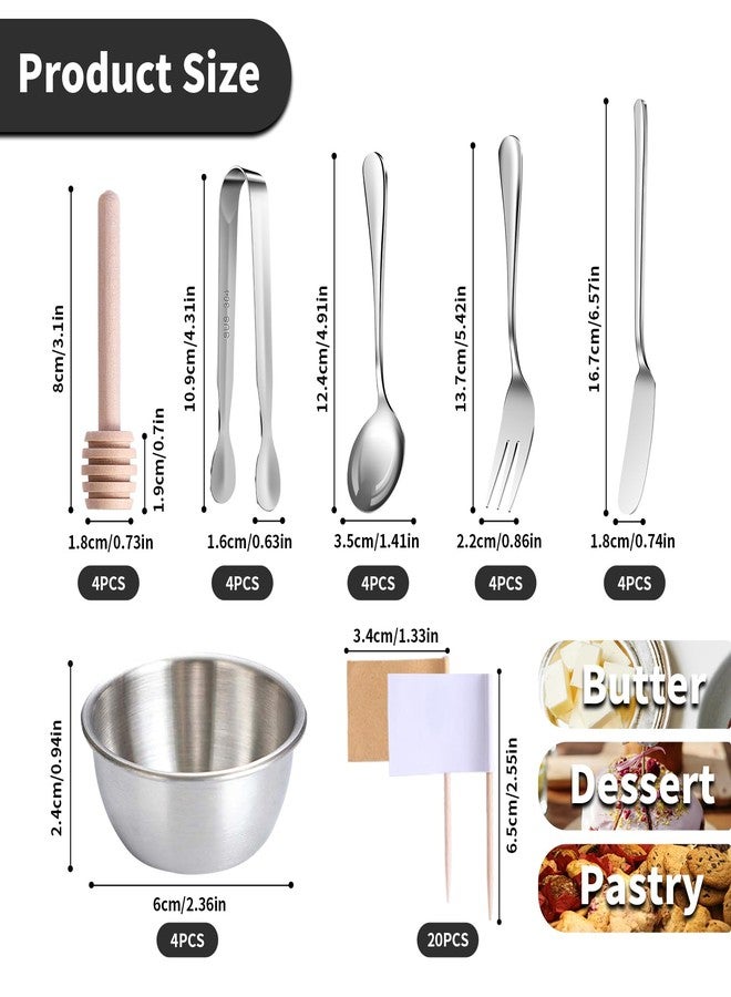 GUZE-US Charcuterie Boards Accessories, Charcuterie Utensils, Stainless Steel Spreader Knives Forks Spoons Mini Serving Tongs Small Dipping Bowls Toothpick Flags Utensils for Pastry Making - Image 2