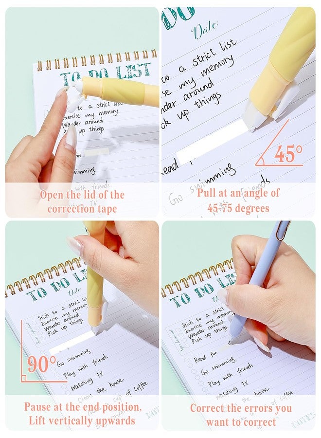 Temiary 4 Pack Correction Tape Pen, 0.27 in x 78.7 Ft White Smooth Pull Out Tape Pens for Writing, Tear Resistant Easy to Use Applicator for Instant Corrections School Office Supplies (Multicolor) - Image 3