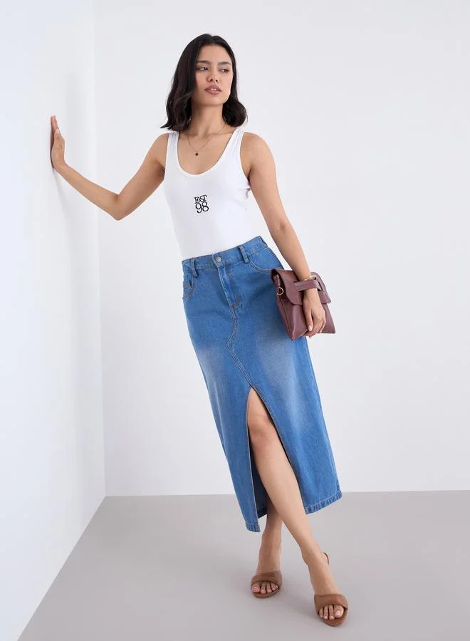 ستايلي Styli White Embroidered Ribbed Bodysuit