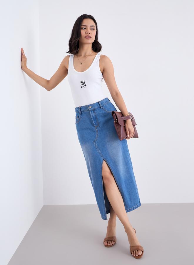 ستايلي بودي سوت أبيض مطرز مضلع - Image 2