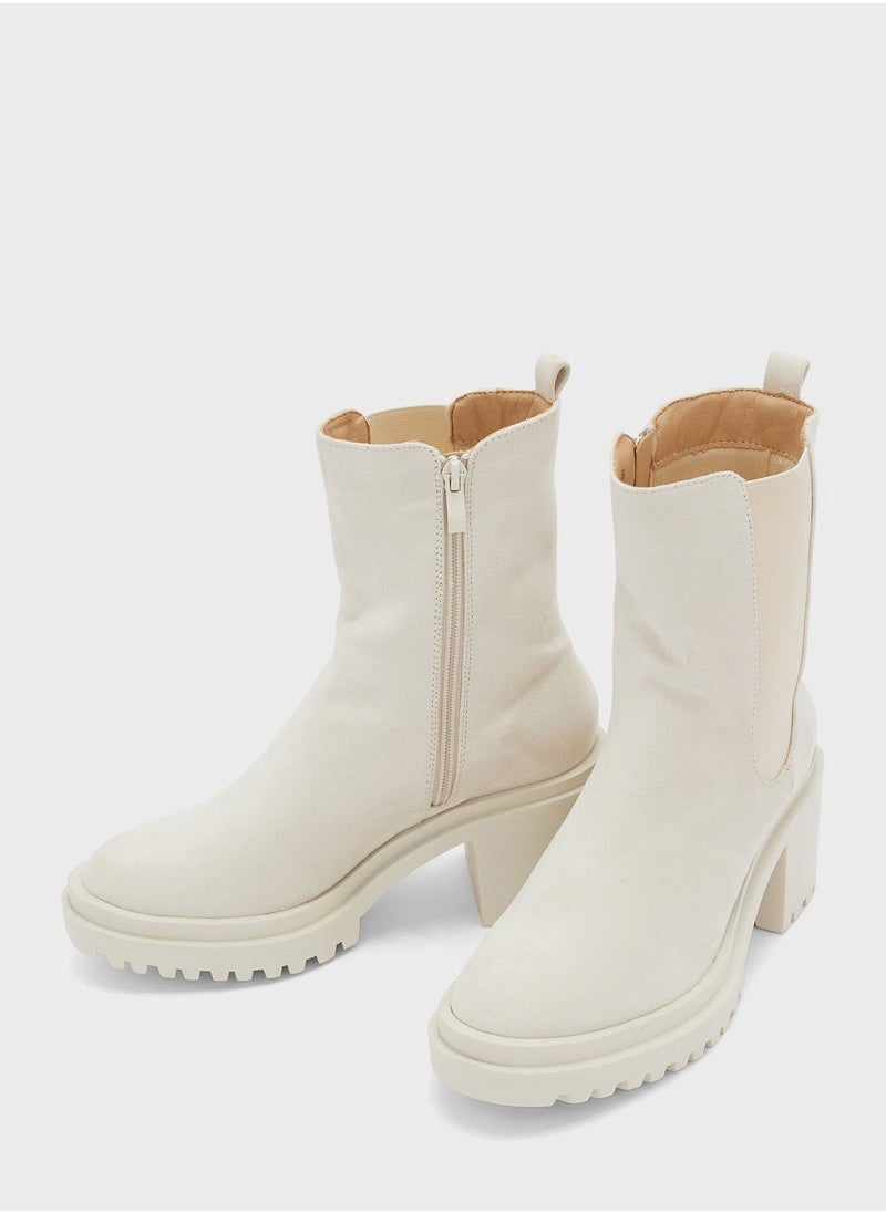 Ginger - Faux Suede Chunky Chelsea Boot - Image 1