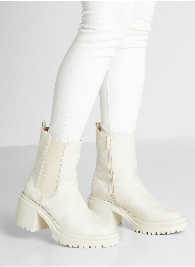 Ginger - Faux Suede Chunky Chelsea Boot - Image 1