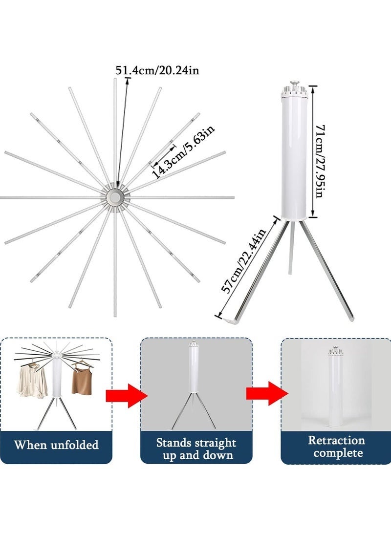 Bukela Tripod Clothes Drying Rack Heavy Duty Folding Indoor Portable, Tripod Laundry Drying Rack Clothing, Coat Rack Stand Foldable Outdoor 16 Drying Rod 120cm Capacity 50kg/110lb - Image 2