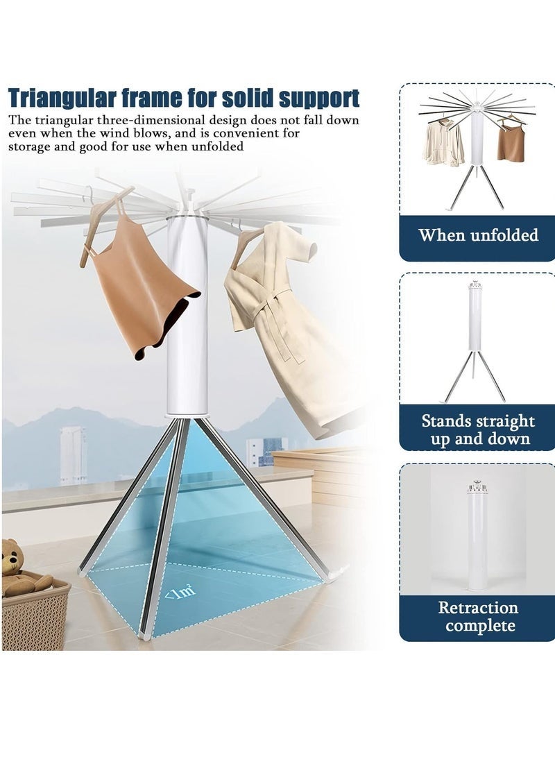 Bukela Tripod Clothes Drying Rack Heavy Duty Folding Indoor Portable, Tripod Laundry Drying Rack Clothing, Coat Rack Stand Foldable Outdoor 16 Drying Rod 120cm Capacity 50kg/110lb - Image 4