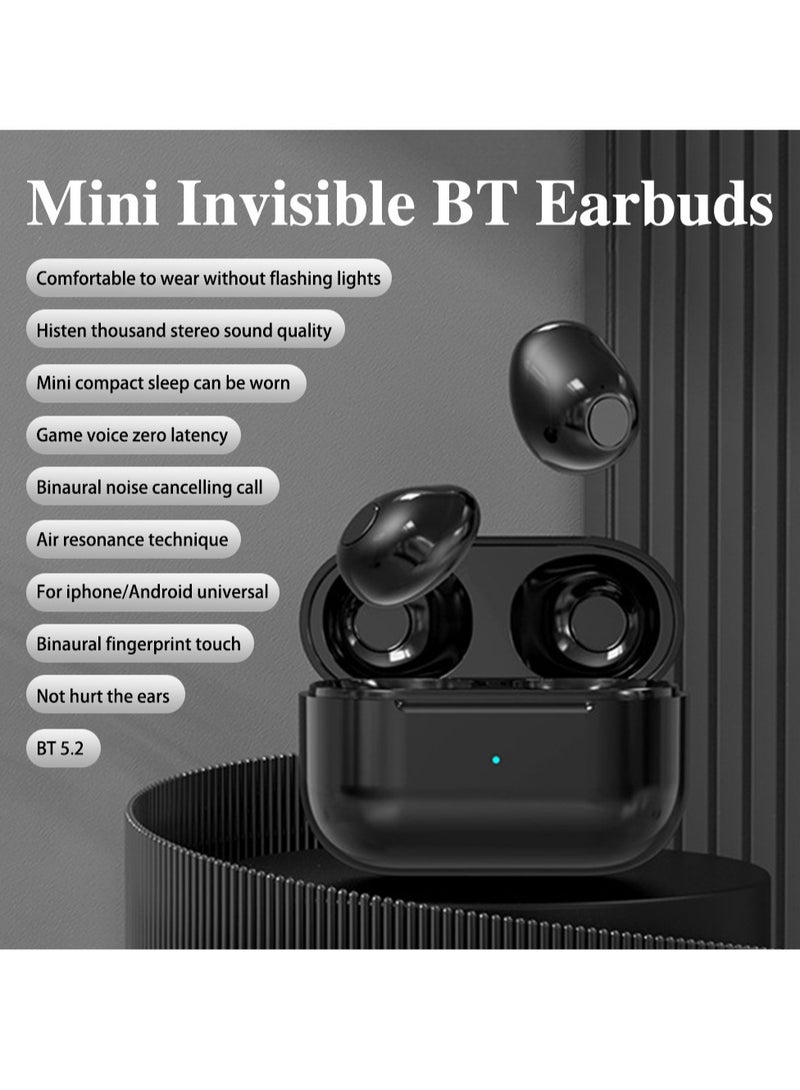 AROAQ Invisible Earphones, Wireless Bluetooth Mini Headphones, Lightweight Noise Reduction In Ear Earbuds With Mic, Comfortable Sports Headset For Running Walking Gym Workouts, (1pc, Black) - Image 3