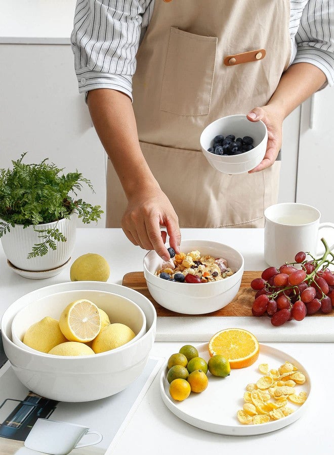 Onniyor طقم أوعية تقديم سيراميك من أونيور، بأحجام متنوعة 60-40-25-10 أونصة، مثالي للتقديم والتحضير والخلط، بحواف سميكة مانعة للانزلاق، طقم من 4 قطع، أبيض - Image 5