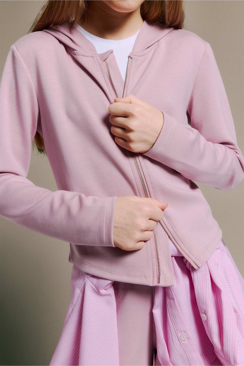 DeFacto Pink Girl Girl Modal Zip-Up Hoodie Casual - Image 3