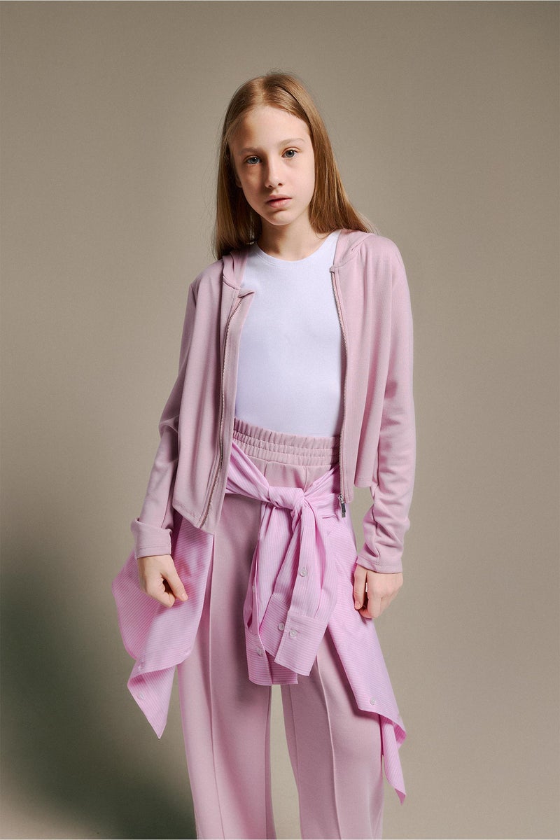 DeFacto Pink Girl Girl Modal Zip-Up Hoodie Casual - Image 1