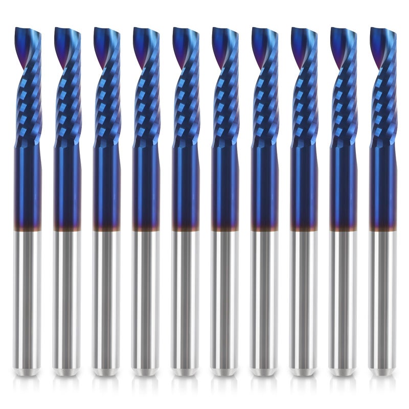 HQMaster CNC Router Bits 10 Pack Router Bit Single End Mill Set Milling Cutter Tungsten Steel Engraving Carving Tool Kit