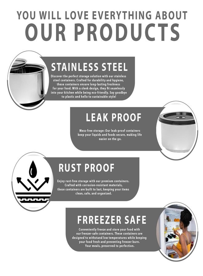 Zaib Premium Stainless Steel Double Wall Leak Proof Containers | Lunch Box Container (2 Pcs - 400 ML) - Image 4