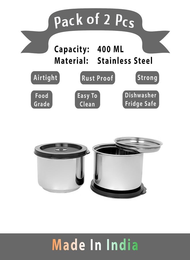 Zaib Premium Stainless Steel Double Wall Leak Proof Containers | Lunch Box Container (2 Pcs - 400 ML) - Image 3