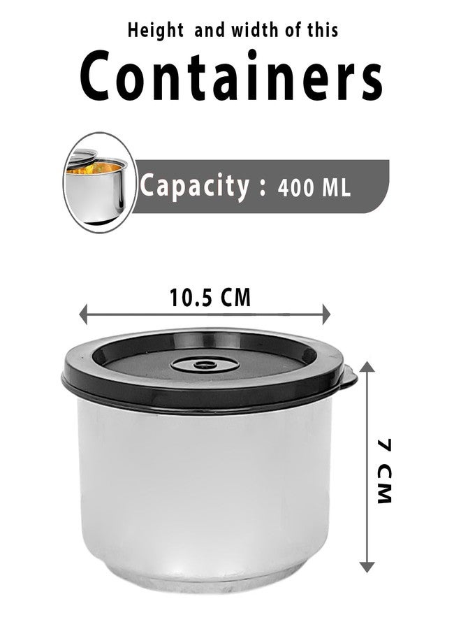 Zaib Premium Stainless Steel Double Wall Leak Proof Containers | Lunch Box Container (2 Pcs - 400 ML) - Image 2