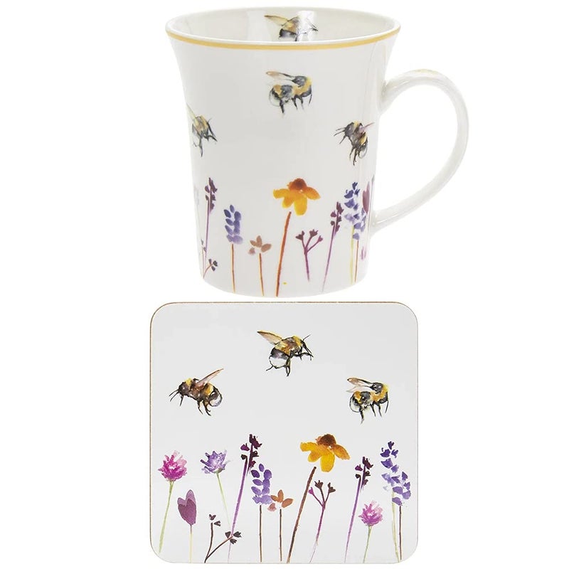 The Leonardo Collection Busy Bees Mug  Coaster Set