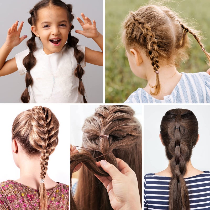 Funtopia Mini Hair Ties, 2500Pcs Soft Hair Rubber Bands and Elastics for Girls Women with Organizer Box (Black, Clear, Brown, Dark Brown) - Image 4