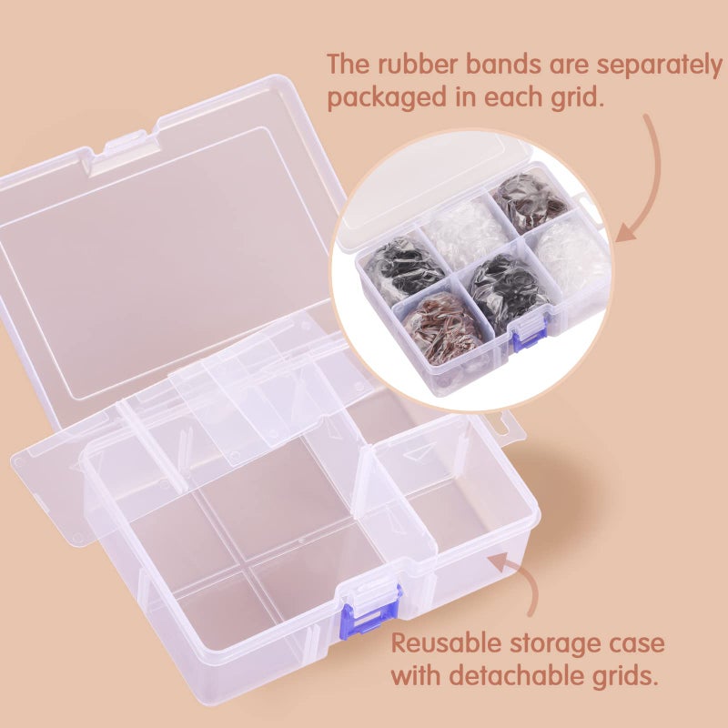 Funtopia Mini Hair Ties, 2500Pcs Soft Hair Rubber Bands and Elastics for Girls Women with Organizer Box (Black, Clear, Brown, Dark Brown) - Image 3