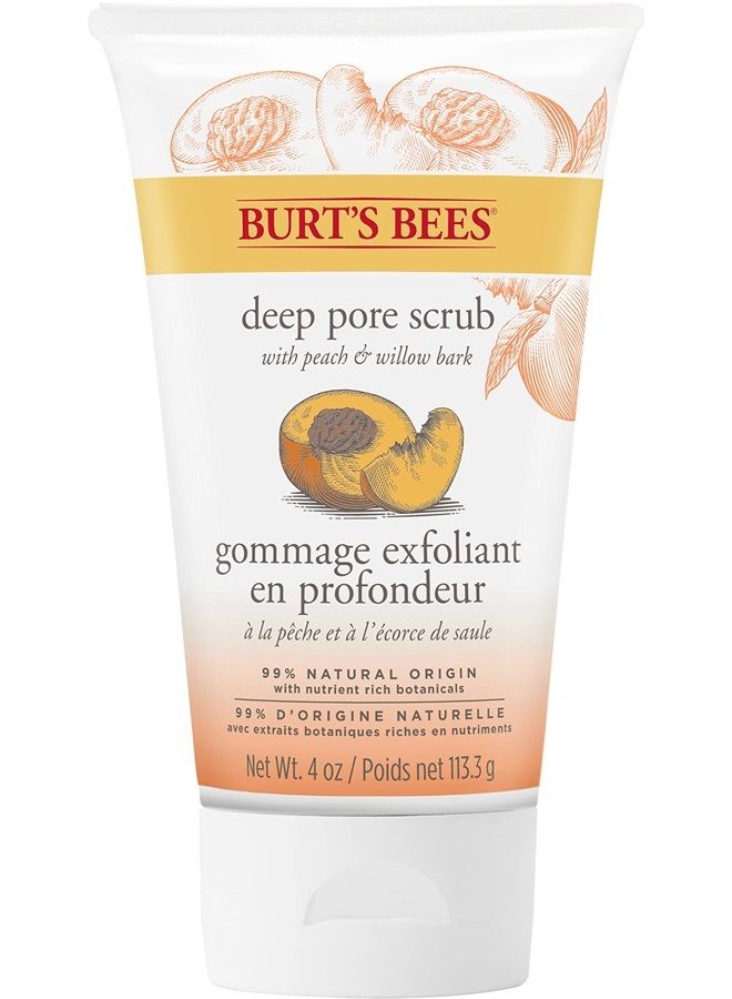 Burt's Bees Peach and Willow Bark Deep Pore Exfoliating Facial Scrub, Package May Vary, 4 Oz - Image 1