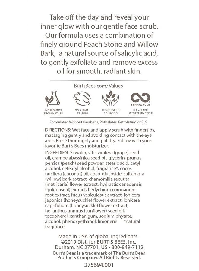 Burt's Bees Peach and Willow Bark Deep Pore Exfoliating Facial Scrub, Package May Vary, 4 Oz - Image 4