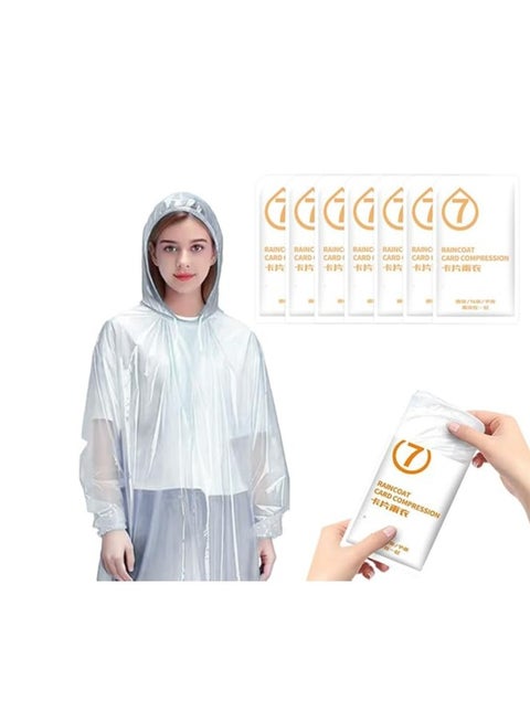 7-Piece Raincoats Rain Ponchos for Adults，Reusable, Portable with Drawstring Hood for Camping, Hiking,Outdoor Activities