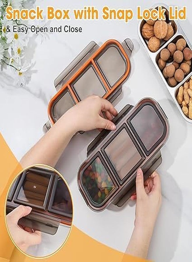 Jumix Triple Compartment Lunch Box – Stainless Steel Food Box with Airtight Lid – Perfect for Healthy Meal Prep, Snacks, and Portion Control – Compact and Portable - Image 5