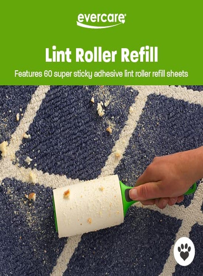 Evercare Pet Lint Roller Refill, Manual Operation, 60 Sheets per Roll, 6 Count Refill Pack for Pet Hair Removal, Green - Image 3