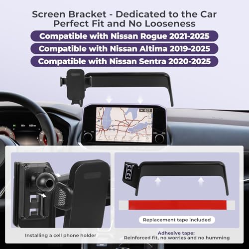 HPEVA 8Inch Car Phone Holder Mount Compatible with Nissan Rogue 2021-2025/Altima 19-25/Sentra SV SR(Not Fit S) 20-25 Accessories Custom Screen & Mobile Phone 360°Adjustable Cell Phone Car Decoration Mount - Image 2