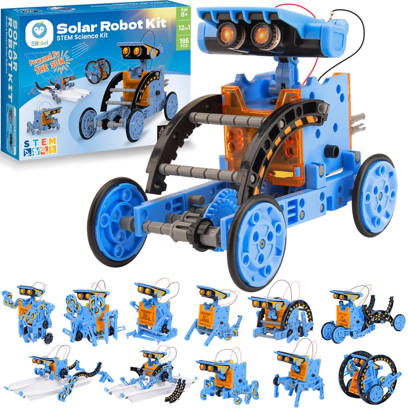 Sillbird Solar Building Robot Kit STEM Gift for Boys Aged 813 DIY Science Educational Toys for Kids Teens Birthday 12in1 Solar or Battery Powered Robotic Set with 197 Pieces - Image 3