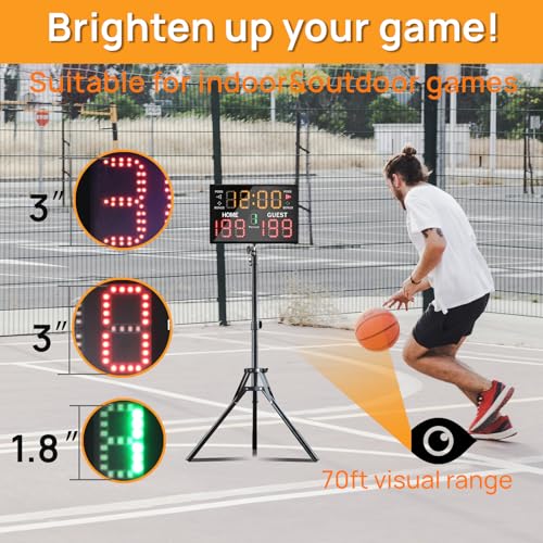 YZ UltraBright LED Scoreboard Digital Scoreboard with Remote Portable Electronic Score Keeper Basketball Score Board Battery Powered Outdoor Scoreboard for Indoor Outdoor Sports - Image 3