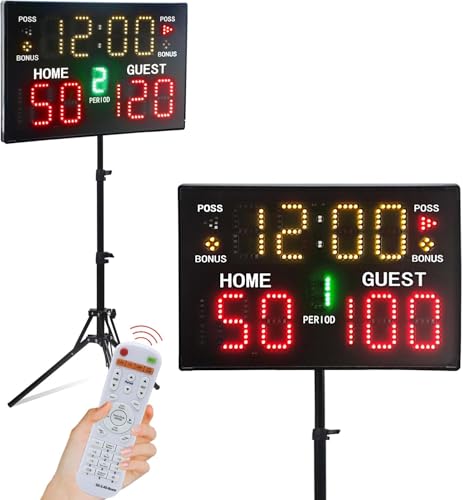 YZ UltraBright LED Scoreboard Digital Scoreboard with Remote Portable Electronic Score Keeper Basketball Score Board Battery Powered Outdoor Scoreboard for Indoor Outdoor Sports - Image 1
