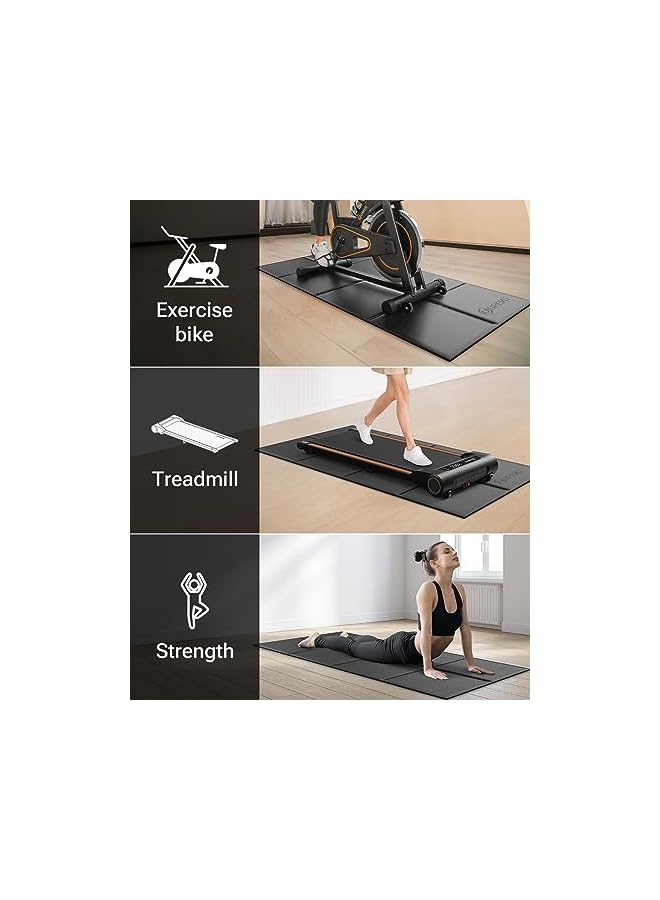 UREVO حصيرة مشاية قابلة للطي، حصائر دراجات التمارين لصالة الألعاب الرياضية المنزلية، حصيرة معدات التمارين المقاومة للماء وغير القابلة للانزلاق لحماية الأرضيات للدراجات الداخلية، آلة التجديف، البيضاوي - Image 3