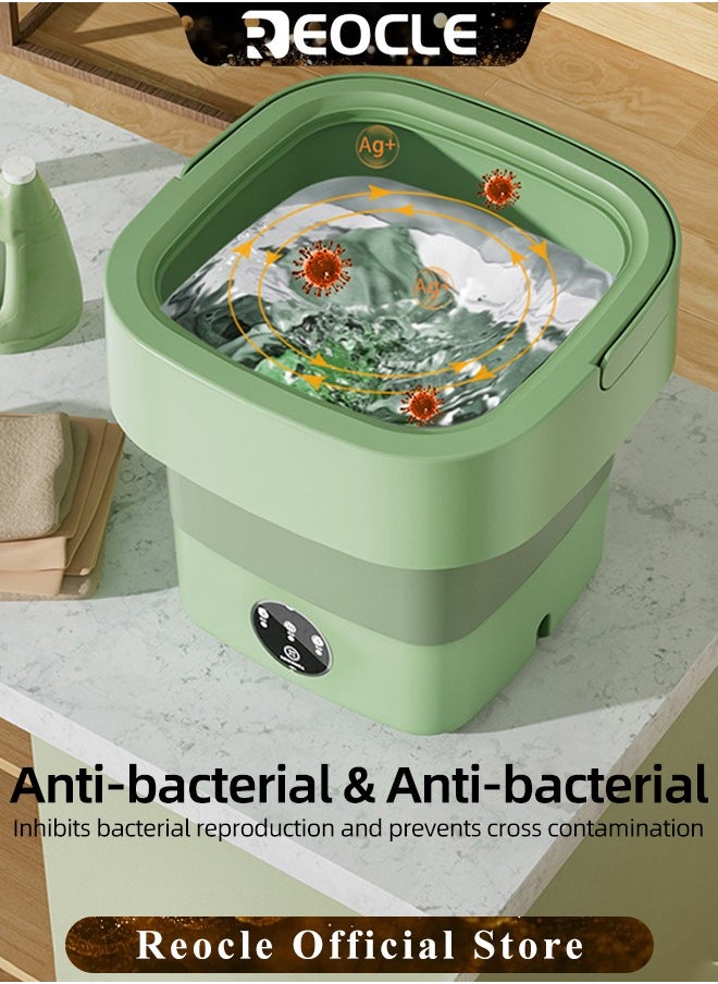 REOCLE Portable Washing Machine Mini Foldable Washing Machine with Spin Dryer Ultrasonic Cleaning sterilization Automatic Washer with Drain Basket for Underwear Socks Baby Clothes Towels  - Image 4