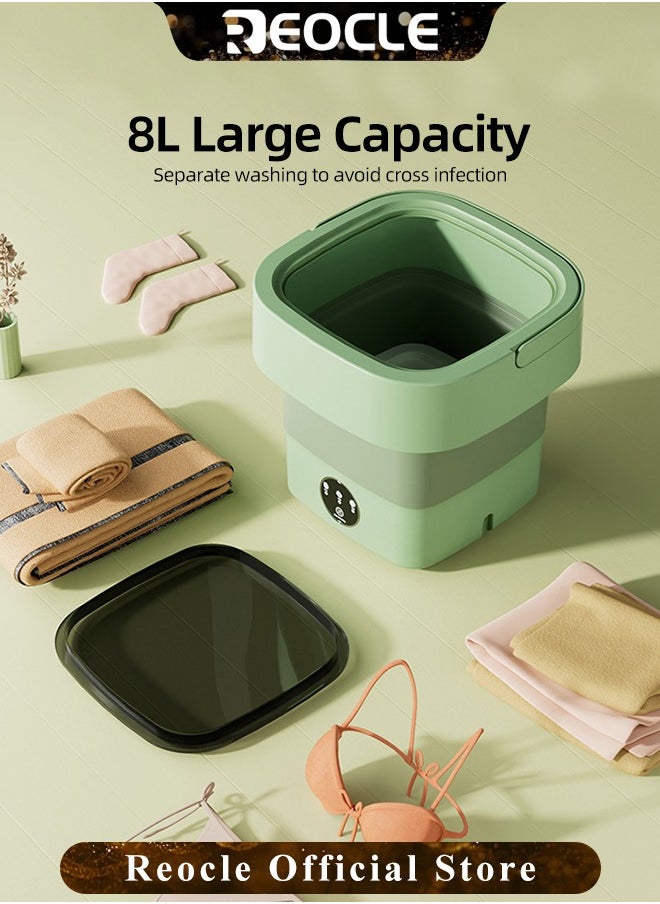 REOCLE Portable Washing Machine Mini Foldable Washing Machine with Spin Dryer Ultrasonic Cleaning sterilization Automatic Washer with Drain Basket for Underwear Socks Baby Clothes Towels  - Image 5