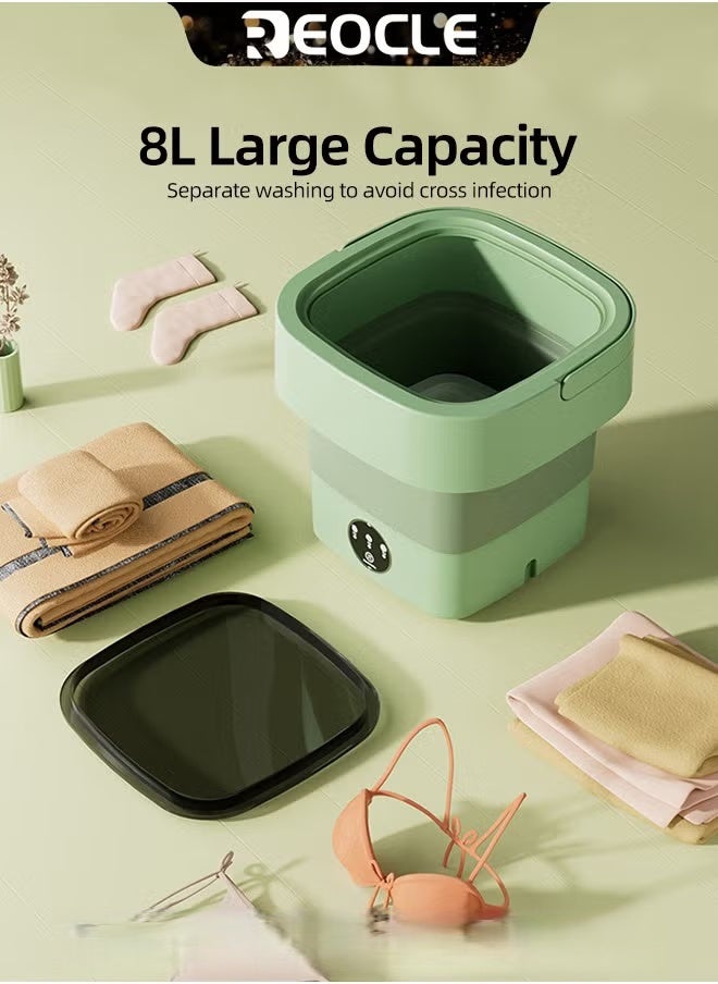REOCLE Portable Washing Machine Mini Foldable Washing Machine with Spin Dryer Ultrasonic Cleaning sterilization Automatic Washer with Drain Basket for Underwear Socks Baby Clothes Towels  - Image 5