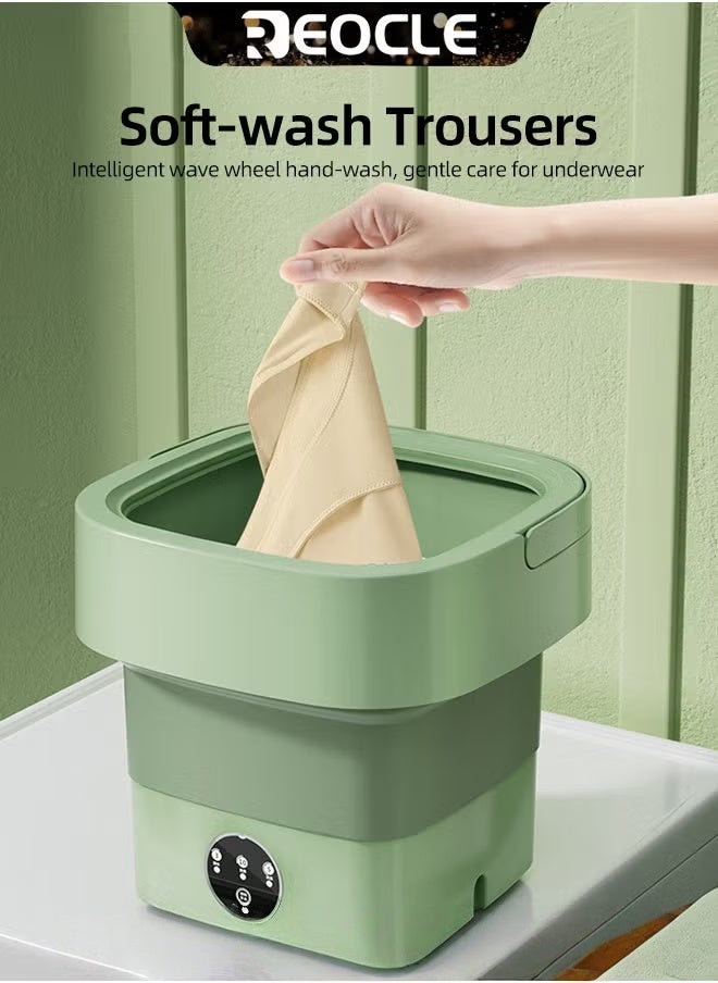 REOCLE Portable Washing Machine Mini Foldable Washing Machine with Spin Dryer Ultrasonic Cleaning sterilization Automatic Washer with Drain Basket for Underwear Socks Baby Clothes Towels  - Image 2
