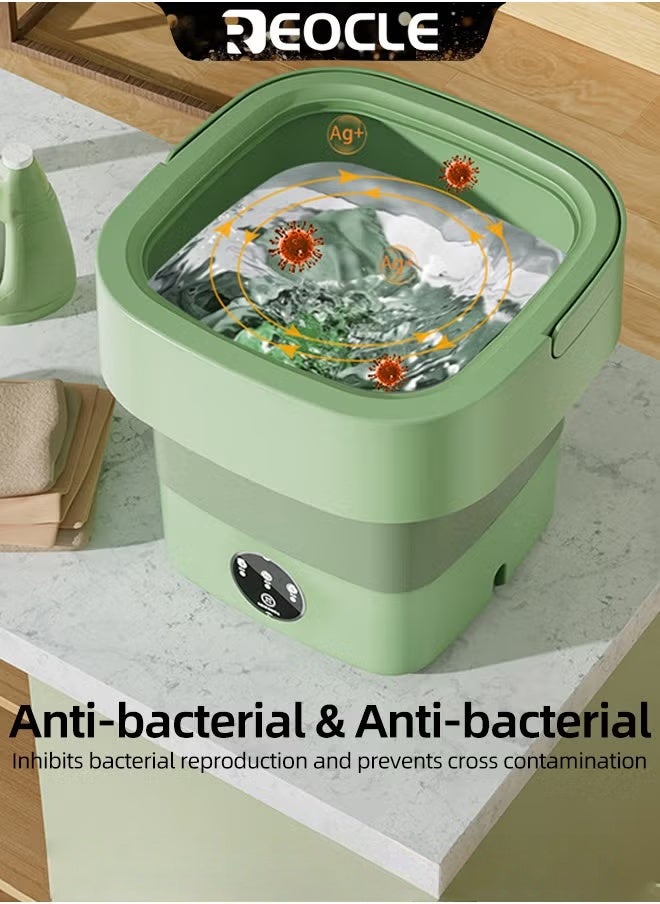 REOCLE Portable Washing Machine Mini Foldable Washing Machine with Spin Dryer Ultrasonic Cleaning sterilization Automatic Washer with Drain Basket for Underwear Socks Baby Clothes Towels  - Image 4