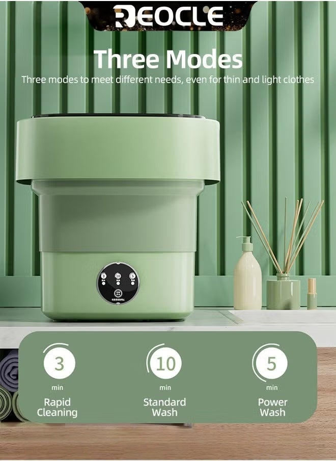 REOCLE Portable Washing Machine Mini Foldable Washing Machine with Spin Dryer Ultrasonic Cleaning sterilization Automatic Washer with Drain Basket for Underwear Socks Baby Clothes Towels  - Image 3