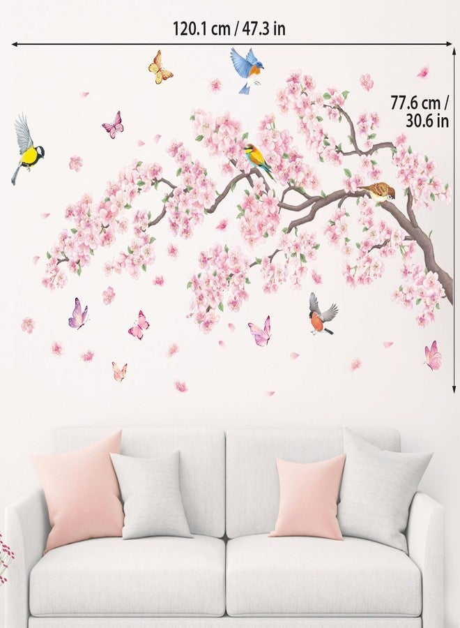DECOWALL SG2-2427 Pink Flowers and Bird Wall Stickers Cherry Blossom Tree Branch Decals Bedroom Living Room Sofa TV Background Wall Décor Murals - Image 5