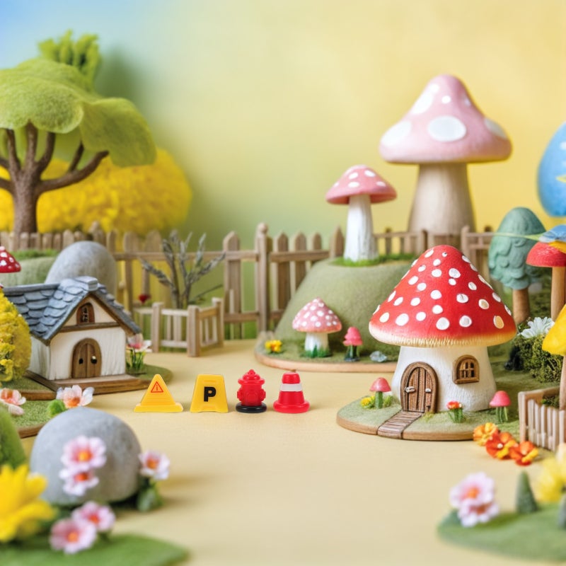 40pcs Mini Road Signs: Miniature Traffic Cones And Road Signs - Landscape Figurines For Garden Decoration Pretend Play - Image 3