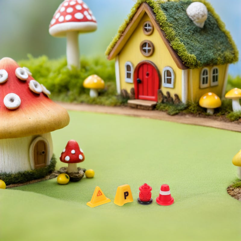40pcs Mini Road Signs: Miniature Traffic Cones And Road Signs - Landscape Figurines For Garden Decoration Pretend Play - Image 4