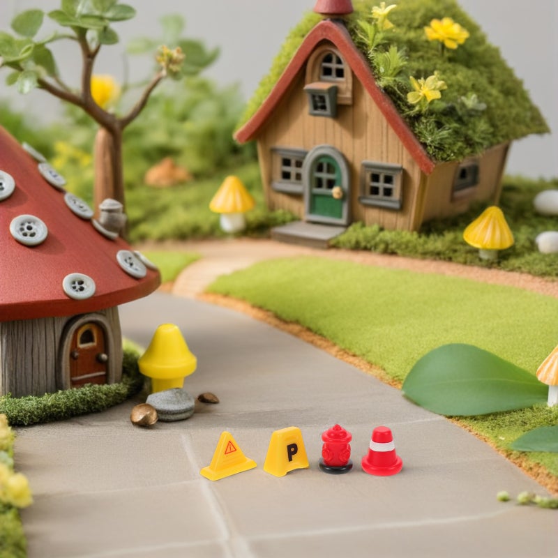 40pcs Mini Road Signs: Miniature Traffic Cones And Road Signs - Landscape Figurines For Garden Decoration Pretend Play - Image 5