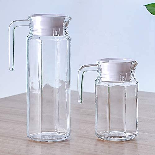 CASTANEA Castanea 1000 ML Sophisticated Glass Water jug with Lid for Juice Water iced Tea Pitcher Tea Carafe hot Glass Pitcher Pack of 1 10 L Hexagon Jug x 1 pc - Image 5