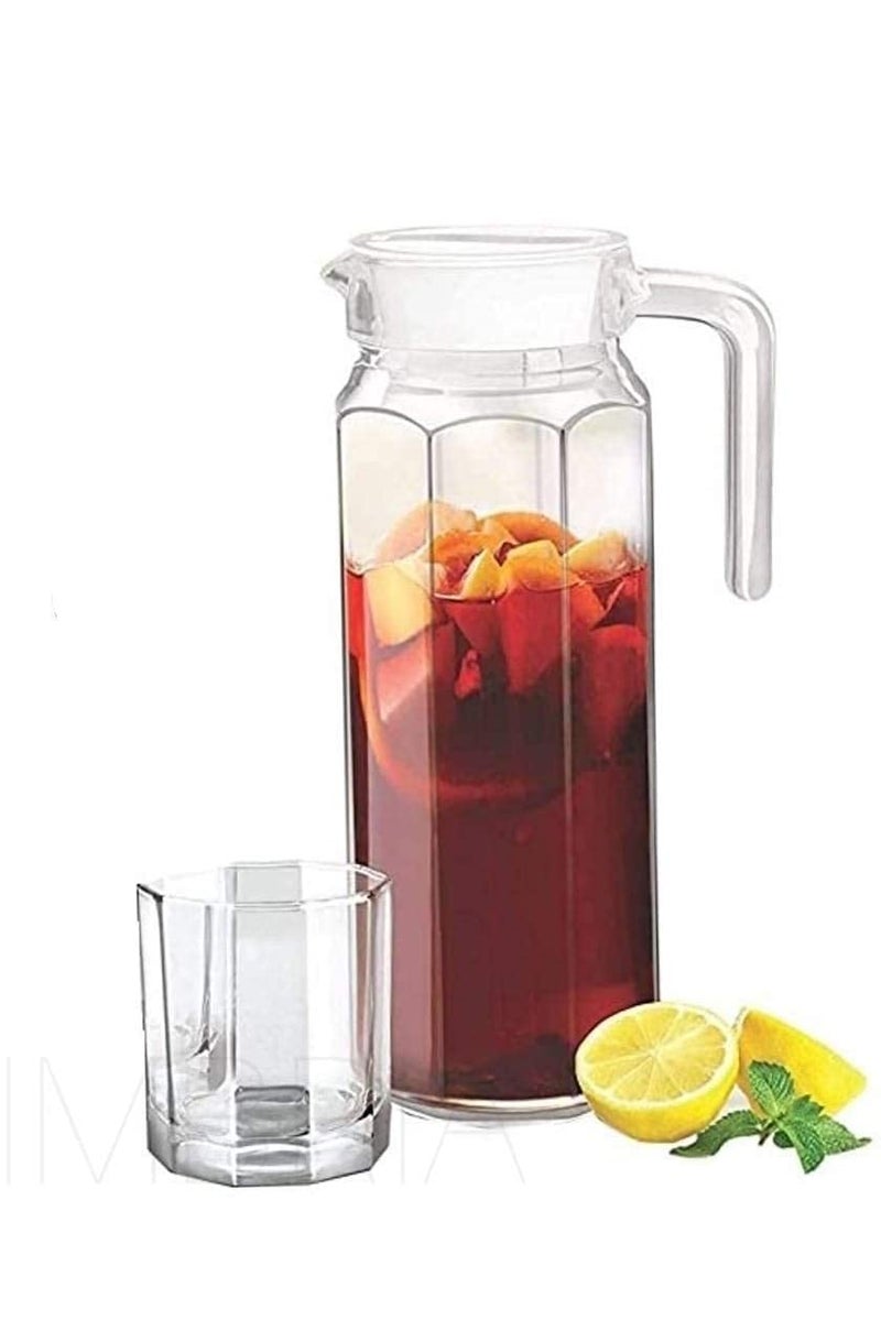 CASTANEA Castanea 1000 ML Sophisticated Glass Water jug with Lid for Juice Water iced Tea Pitcher Tea Carafe hot Glass Pitcher Pack of 1 10 L Hexagon Jug x 1 pc - Image 2