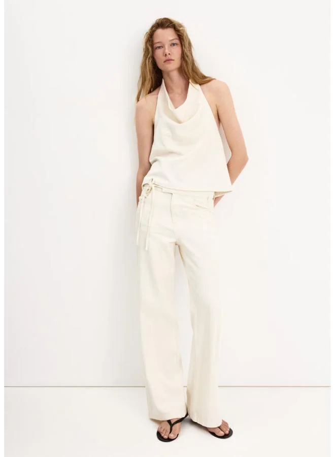 Mango 05-CRUDO Draped Halter Top for Women | Best Price UAE