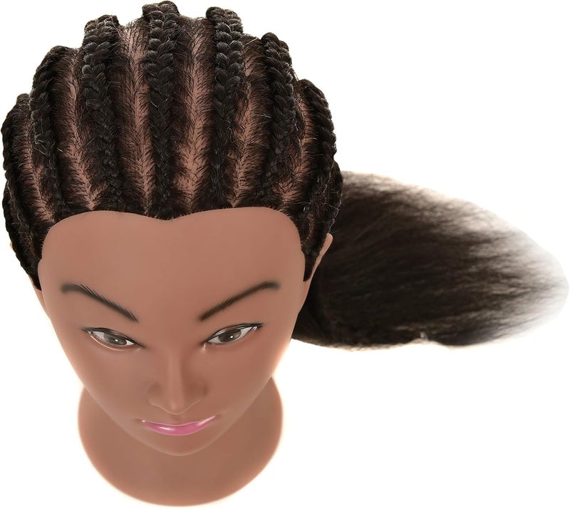 FUTAI African American Mannequin Head 100% Real Human Hair Manikin Doll Style Head for Practice Braiding Styling Cosmetology Training with Stand - Image 4