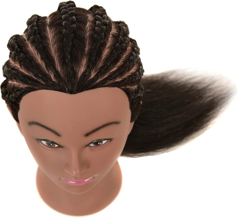 FUTAI African American Mannequin Head 100% Real Human Hair Manikin Doll Style Head for Practice Braiding Styling Cosmetology Training with Stand - Image 2
