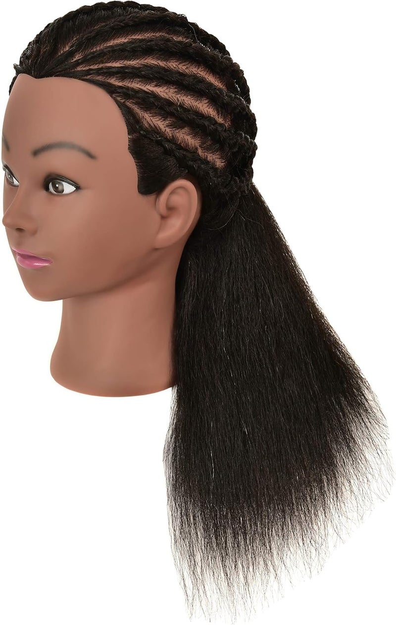 FUTAI African American Mannequin Head 100% Real Human Hair Manikin Doll Style Head for Practice Braiding Styling Cosmetology Training with Stand - Image 3