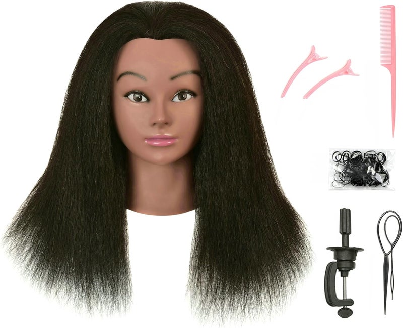 FUTAI African American Mannequin Head 100% Real Human Hair Manikin Doll Style Head for Practice Braiding Styling Cosmetology Training with Stand - Image 1