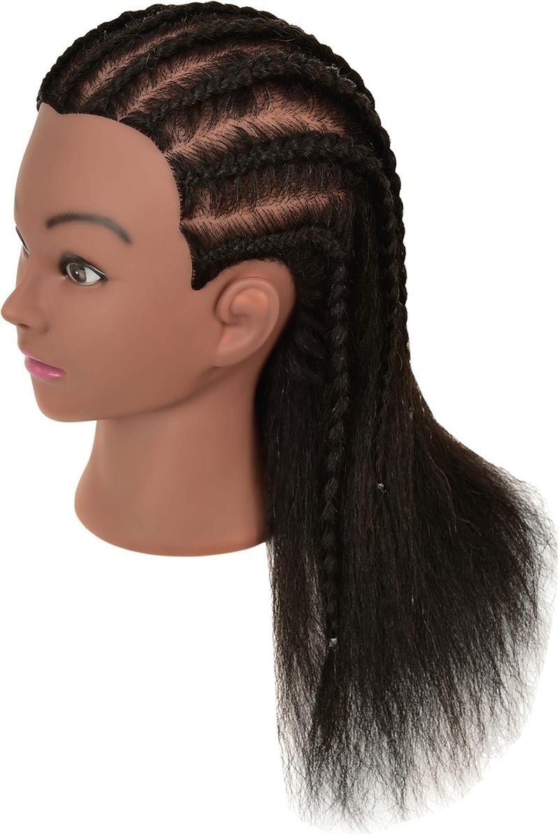 FUTAI African American Mannequin Head 100% Real Human Hair Manikin Doll Style Head for Practice Braiding Styling Cosmetology Training with Stand - Image 5