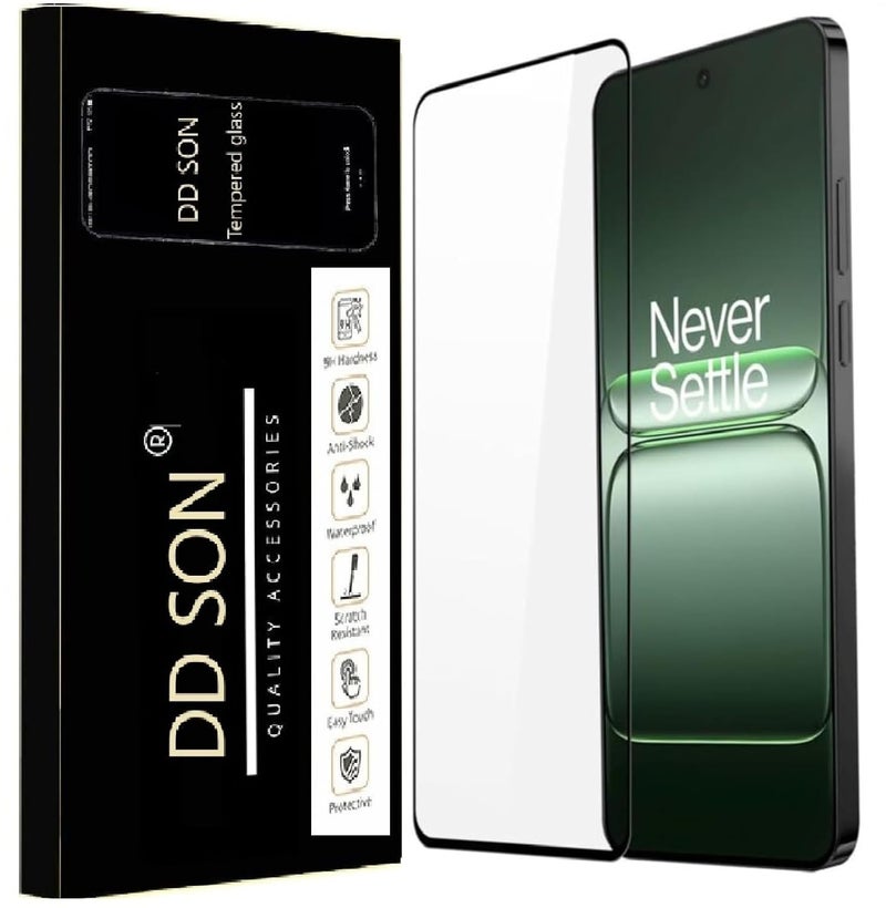 DD SON Tempered Glass Screen Protector Compatible for OnePlus Nord CE5 5G with Edge to Edge Coverage and Easy Installation kit,Black - Image 1