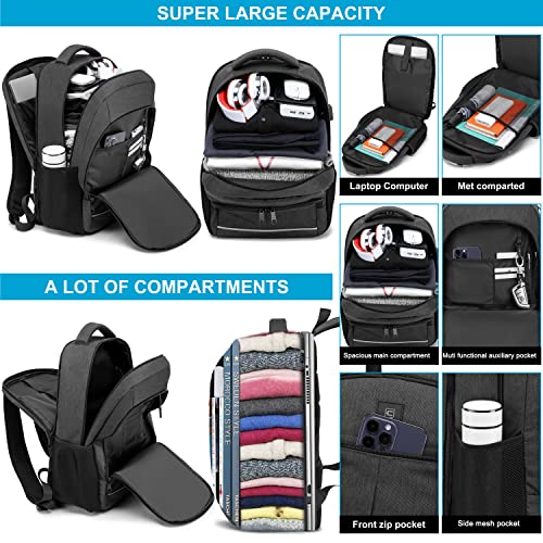 CAFELE 173 Inch Laptop Backpack School BackpackLarge TSA Travel Carry on BackpackCollege Student Bookbag with USB PortTeenagers Water Resistant Computer Bagpack Gift for Men WomenGrey - Image 3