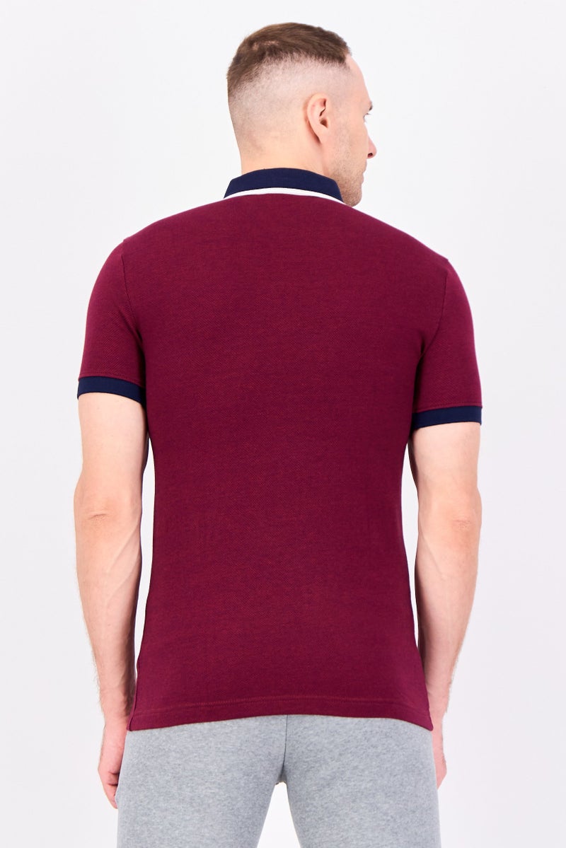 PUMA Men Slim Fit Short Sleeve Jacquaed Outdoor Polo Shirt, Maroon - Image 3